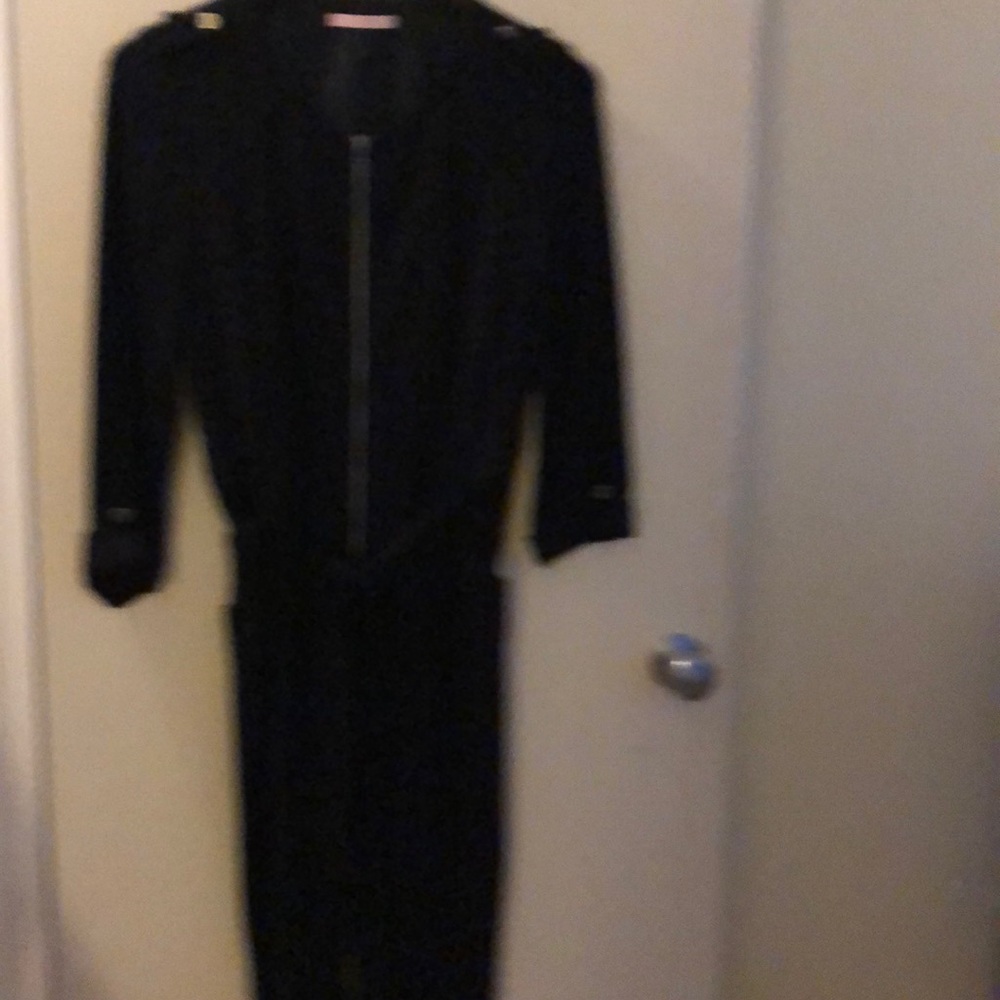Basler navy blue zip front dress.